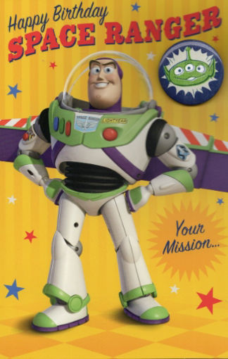Picture of HAPPY BIRTHDAY SPACE RANGER YOUR MISSIN... CARD WITH A BADGE